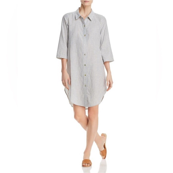Eileen Fisher Dresses & Skirts - Eileen Fisher Chambray Hemp Cotton Stripe Shirt Dress
